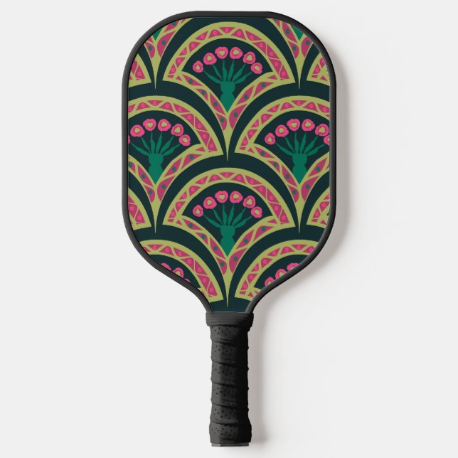 shell shaped green pattern pickleball paddle (Front)