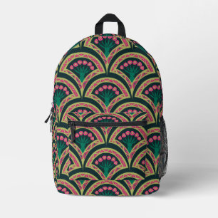 shell shaped green pattern printed backpack