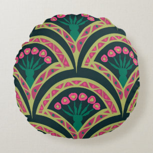 shell shaped green pattern round cushion