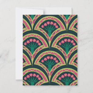shell shaped green pattern save the date