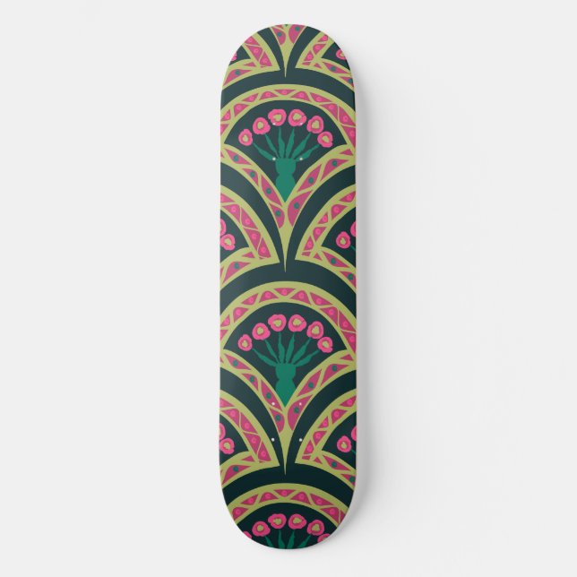 shell shaped green pattern skateboard (Front)