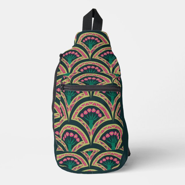 shell shaped green pattern sling bag (Front)