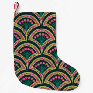 shell shaped green pattern small christmas stocking