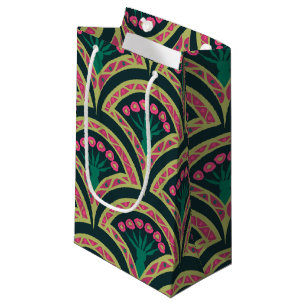 shell shaped green pattern small gift bag