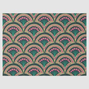 shell shaped green pattern tissue paper