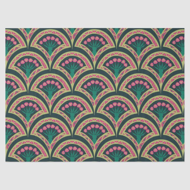 shell shaped green pattern tissue paper (Front)