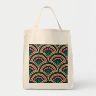 shell shaped green pattern tote bag