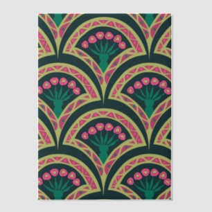 shell shaped green pattern vellum invitations