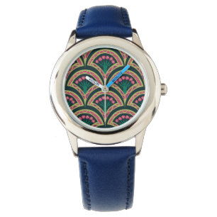 shell shaped green pattern watch
