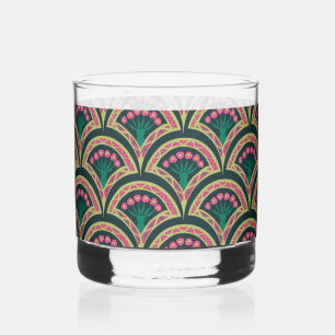 shell shaped green pattern whiskey glass