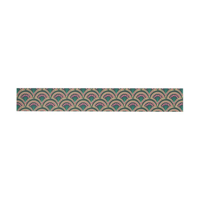 shell shaped green pattern wrap around label (Individual)