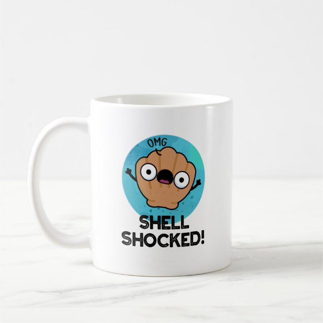 Shell Shocked Funny Seashell Pun  Coffee Mug (Left)