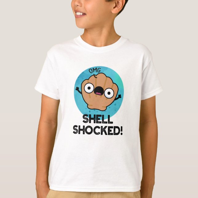 Shell Shocked Funny Seashell Pun  T-Shirt (Front)