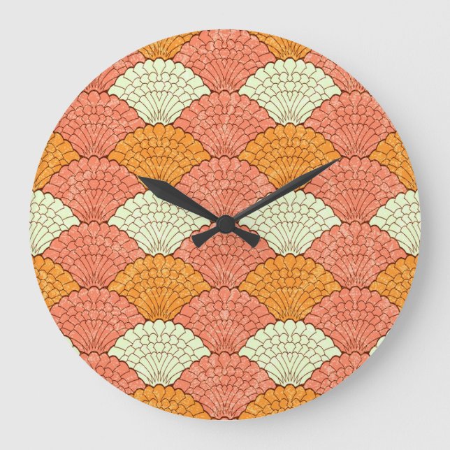 Shell Spectacle: Abstract Sea Patterns Large Clock (Front)