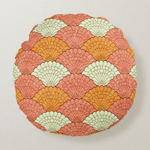 Shell Spectacle: Abstract Sea Patterns Round Cushion
