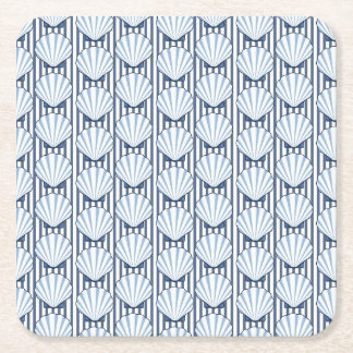 Shell Stripe Elegance! Square Paper Coaster