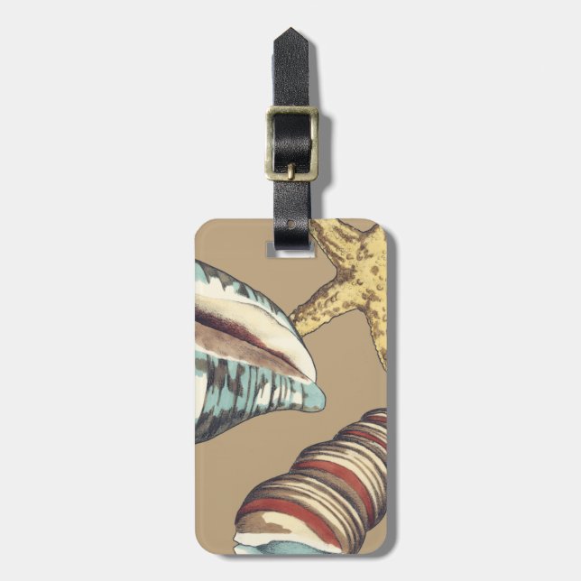 Shell Trio on Khaki Luggage Tag (Front Vertical)