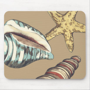 Shell Trio on Khaki Mouse Mat