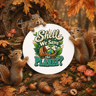 Shell We Save the Planet nature funny quote  Classic Round Sticker