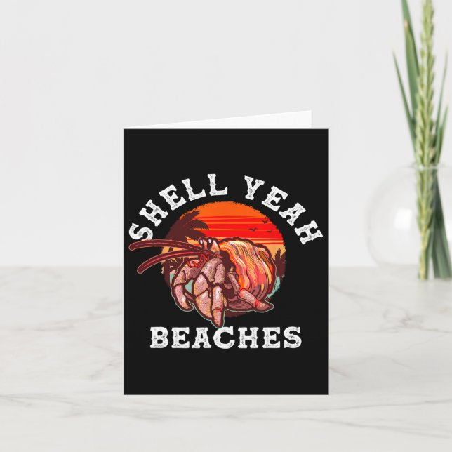 Shell Yeah Beaches Funny Hermit Crab Shell Collect Card (Front)