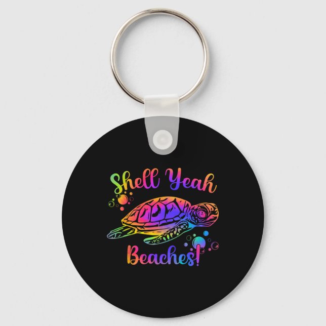 Shell Yeah Beaches Tie Dye Turtle Shell Yeah 2  Key Ring (Front)