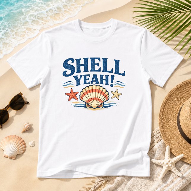 Shell Yeah! Coastal Beach Vacation Humour Tri-Blend Shirt (Creator Uploaded)