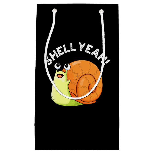 Shell Yeah Funny Snail Pun Dark BG Small Gift Bag (Front)