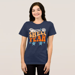"Shell Yeah" Funny Vintage Seashell Collector Beac Tri-Blend Shirt