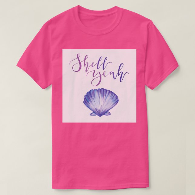 Shell yeah purple mermaid shell print T-Shirt (Design Front)