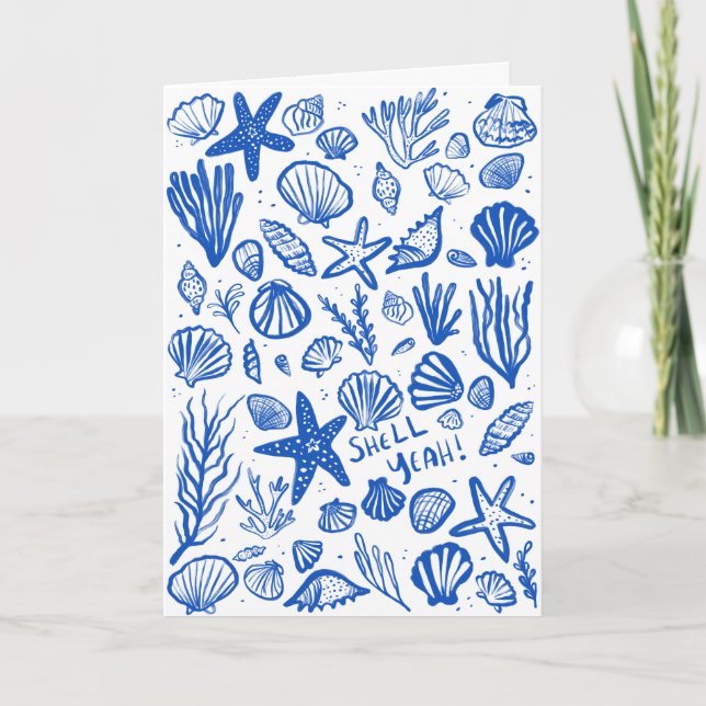 SHELL YEAH Seashell Beach Birthday Congratulations Card (Front)