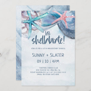 Shellabration   Beach Seashells Anniversary Invitation
