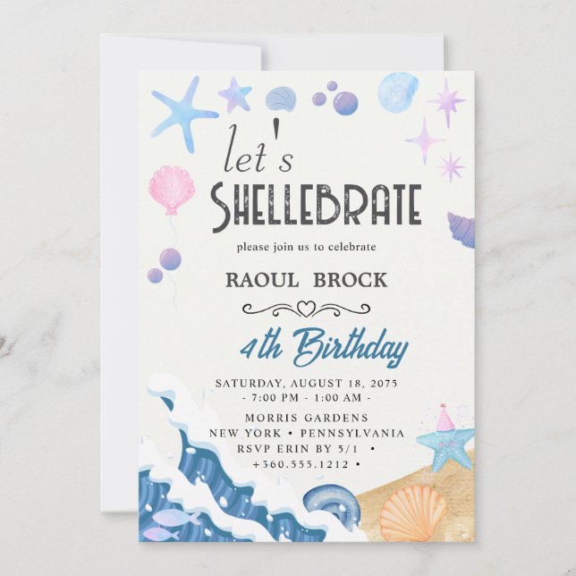 Shellebrate   Birthday  Invitation (Front)