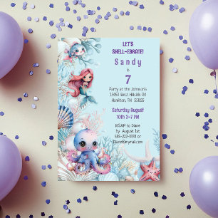 Shellebrate Colourful Mermaid Under the Sea  Invitation