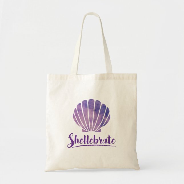 Shellebrate Seashell Pun Beach Party Tote Bag (Front)
