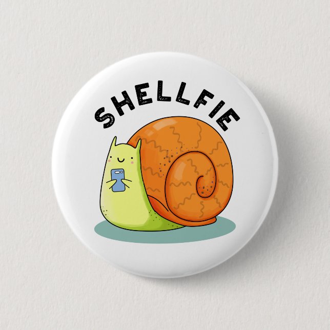 Shellfie Funny Snail Selfie Pun  6 Cm Round Badge (Front)