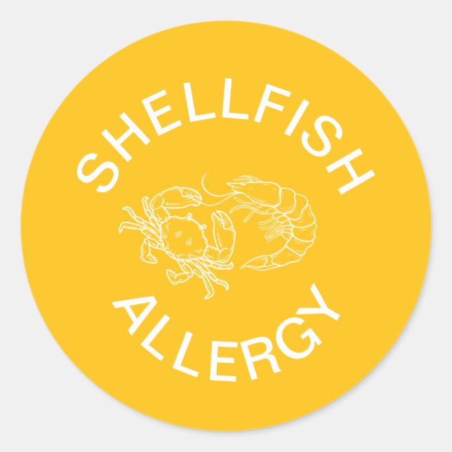 Shellfish Allergy Alert Classic Round Sticker (Front)