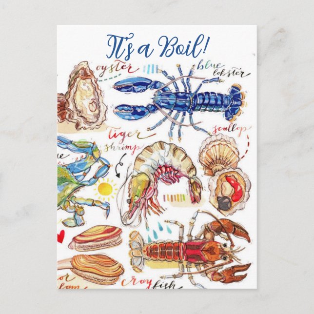 Shellfish Boil Party Invitation Postcard (Front)