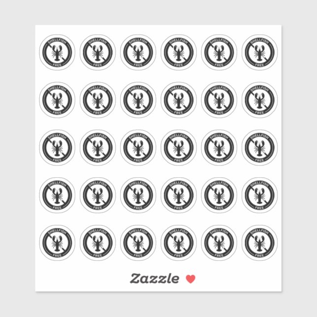 Shellfish Free Wedding Place Card Food Allergy (Sheet)