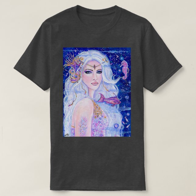 Shellina mermaid with seahorse by Renee Lavoie T-Shirt (Design Front)