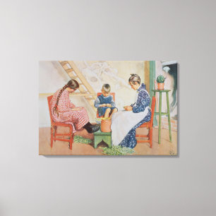 Shelling Peas, pub. in 'Lasst Licht Hinin'(`Let in Canvas Print