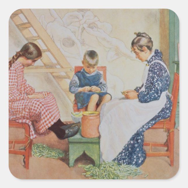 Shelling Peas, pub. in 'Lasst Licht Hinin'(`Let in Square Sticker (Front)