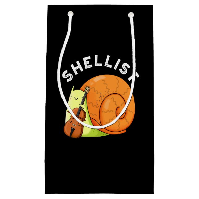 Shellist Funny Snail Cello Pun Dark BG Small Gift Bag (Front)