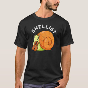 Shellist Funny Snail Cello Pun Dark BG T-Shirt