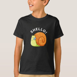 Shello Funny Snail Cellphone Pun Dark BG T-Shirt