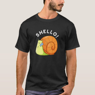 Shello Funny Snail Cellphone Pun Dark BG T-Shirt
