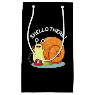 Shello There Funny Snail Hello Pun Dark BG Small Gift Bag