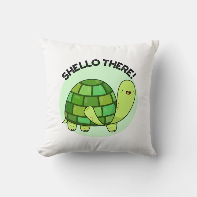 Shello There Funny Tortoise Pun  Cushion (Front)