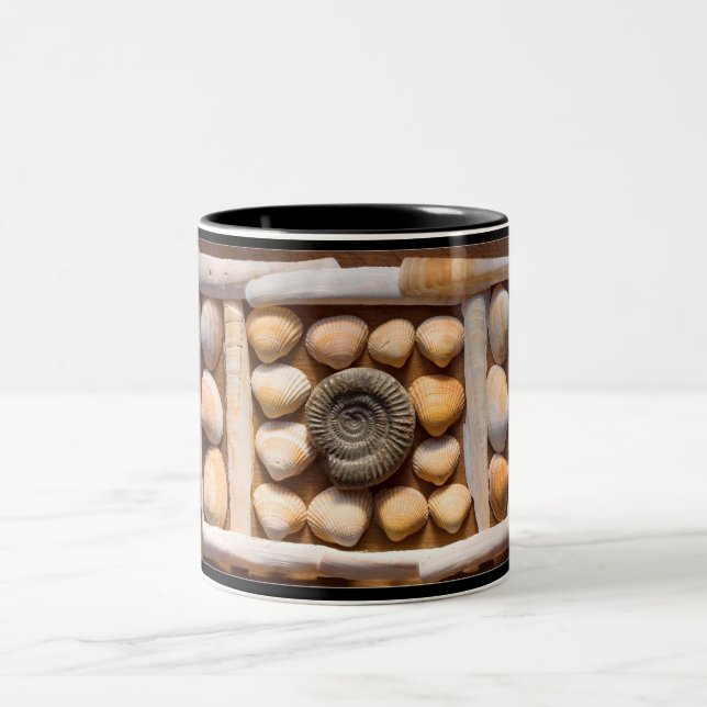 shells and fossil Two-Tone coffee mug (Center)