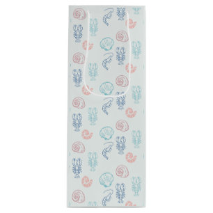 Shells and Shellfish Pattern Wine Gift Bag