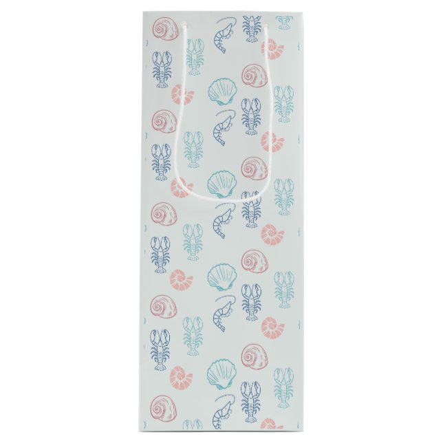 Shells and Shellfish Pattern Wine Gift Bag (Front)